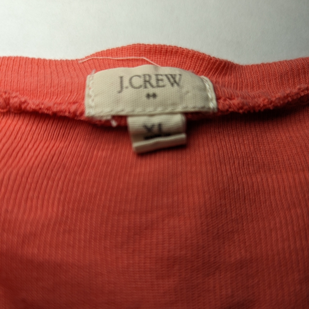 J CREW Coral Orange Slub 100% cotton Scoop Neck T-shirt Size XL *see note - Picture 2 of 5